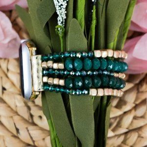 Green Dublin Cube Beaded Apple Watch Stretch Band